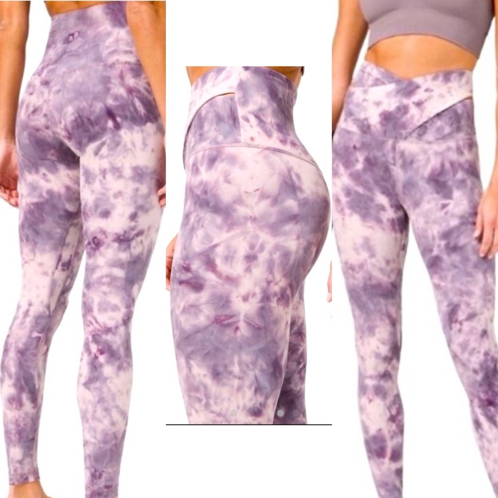 NEW Lululemon Align Criss Cross Waist Leggings Diamond Dye Tie Dye Purple/ Pink